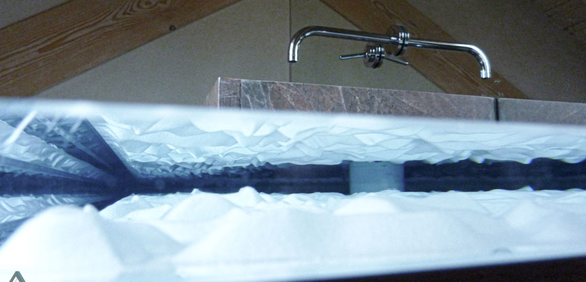 Plan vasque en verre avec sablage en relief ARIZIO MIROIR DECO